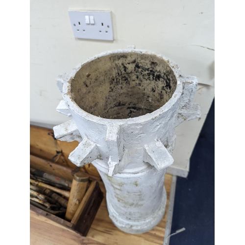 1092 - A white painted terracotta chimney pot, height 88cm