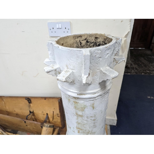 1092 - A white painted terracotta chimney pot, height 88cm