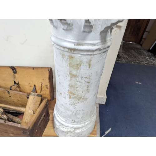 1092 - A white painted terracotta chimney pot, height 88cm