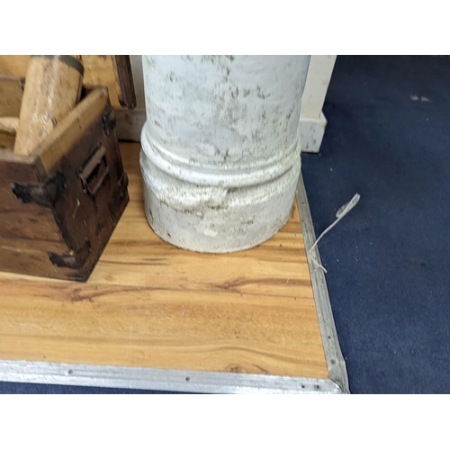 1092 - A white painted terracotta chimney pot, height 88cm