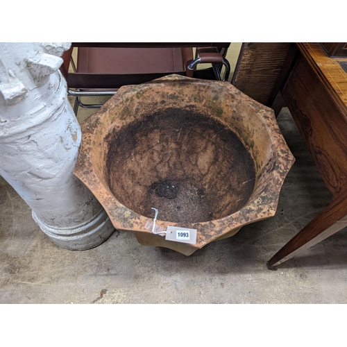 1093 - A large shaped circular terracotta garden planter, diameter 66cm, height 52cm