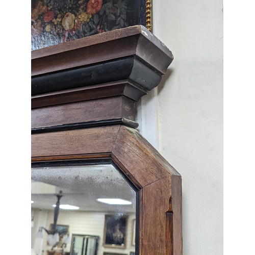 1095 - A large late Victorian aesthetic movement part ebonised oak overmantel mirror, width 162cm, height 1... 