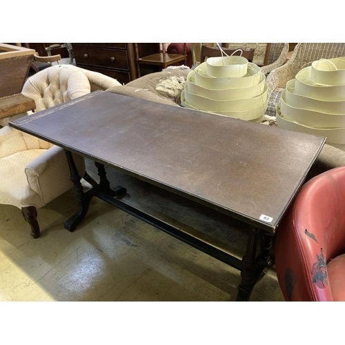 1106 - A 19th century gilt metal mounted ebonised rectangular centre table, width 140cm, depth 60cm, height... 