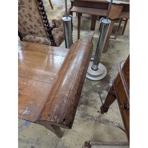 21 - An early 20th century oak examination table, length 180cm, depth 59cm, height 74cm