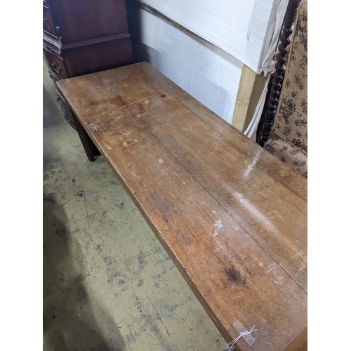 21 - An early 20th century oak examination table, length 180cm, depth 59cm, height 74cm