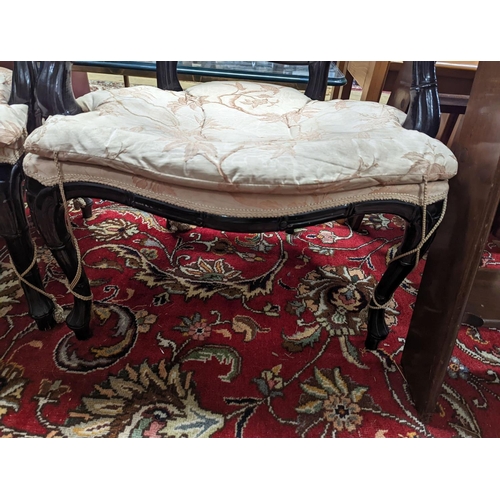 26 - A pair of ebonised simulated bamboo open armchairs, width 59cm, depth 54cm, height 90cm