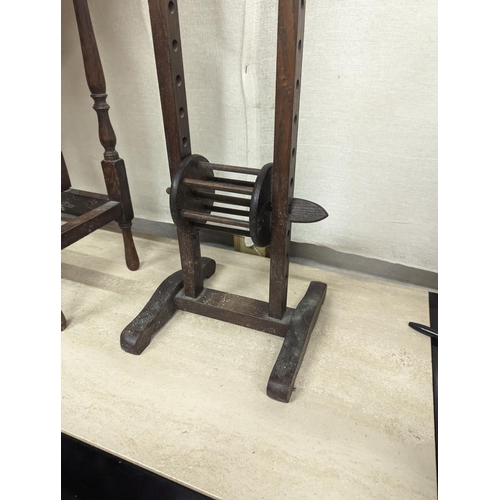 8 - A Sutherland spider leg table and bobbin/wool winder, height 105cm