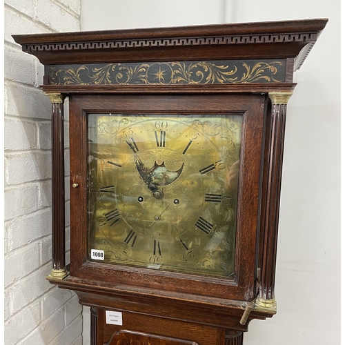 1008 - An 18th century oak 8 day longcase clock by Ashton, Bredbury, height 210cm