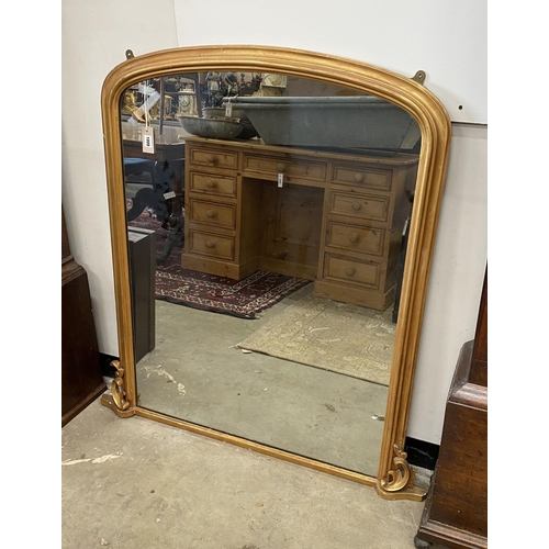 1009 - A Victorian giltwood overmantel mirror, width 110cm, height 117cm