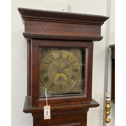 1010 - A George III oak thirty hour longacase clock, by Joseph Millie of North Shields, height 207cm... 