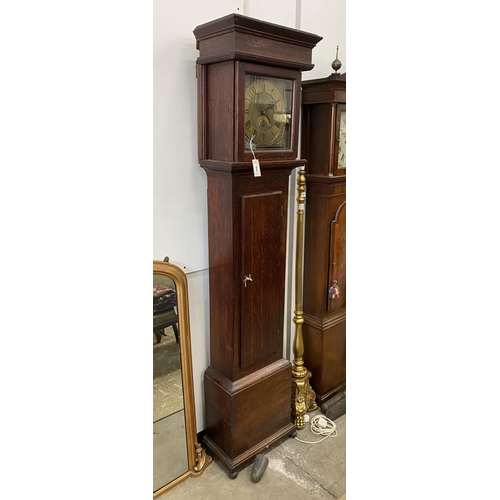 1010 - A George III oak thirty hour longacase clock, by Joseph Millie of North Shields, height 207cm... 