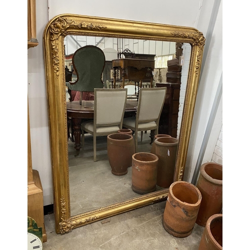 1019 - A 19th century French giltwood and gesso overmantel mirror, width 122cm, height 156cm