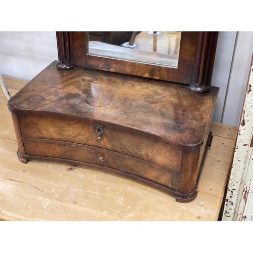 1024 - A 19th century Continental mahogany toilet mirror, with concave two drawer base, width 48cm, depth 2... 