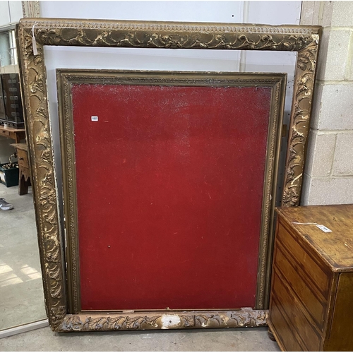 1027 - A 19th century giltwood and gesso rectangular frame with inner moulded slip, converted to a notice b... 