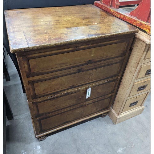 1029 - A 19th century painted pine hinged top commode, width 61cm, depth 50cm, height 77cm