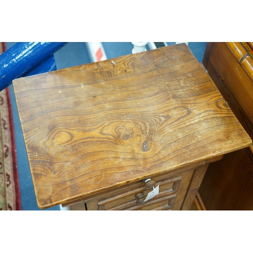 1030 - A 19th century French elm bedside cabinet with dummy drawer front, width 47cm, depth 36cm, height 76... 