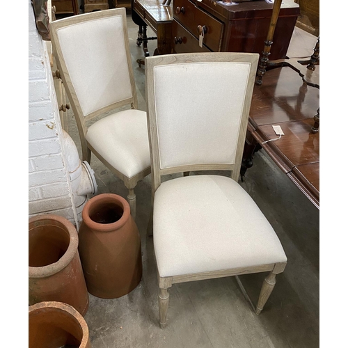 1042 - A pair of contemporary bleached oak Riviera upholstered high back dining chairs