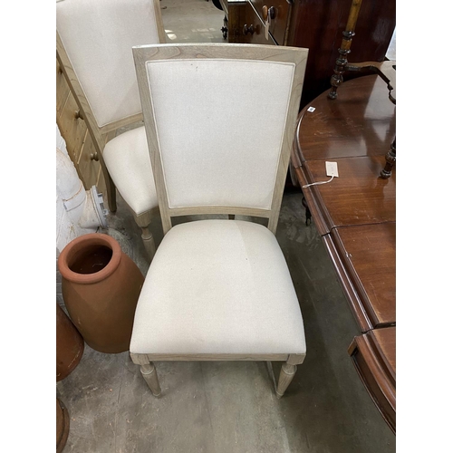 1042 - A pair of contemporary bleached oak Riviera upholstered high back dining chairs