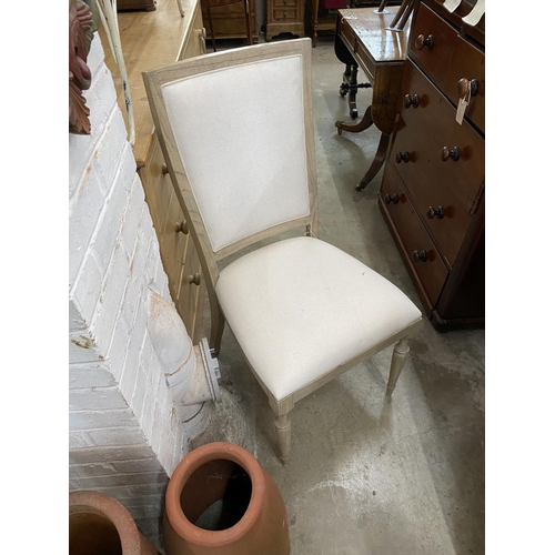 1042 - A pair of contemporary bleached oak Riviera upholstered high back dining chairs