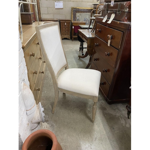 1042 - A pair of contemporary bleached oak Riviera upholstered high back dining chairs