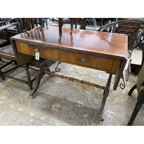 1047 - A Regency style banded mahogany sofa table together with an Edwardian octagonal mahogany centre tabl... 