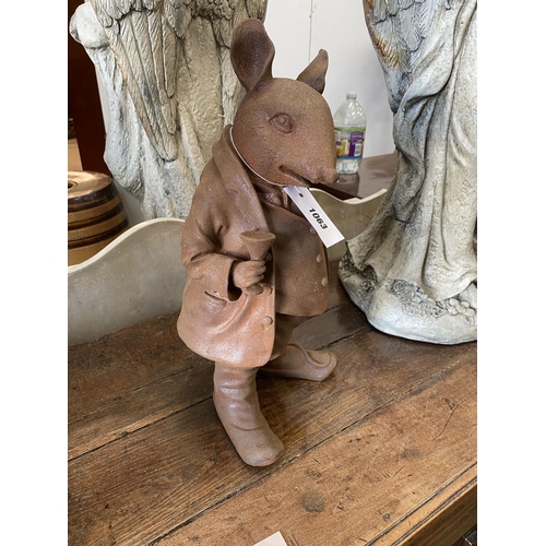 1063 - A cast iron 'Mr Ratty' garden ornament, height 40cm