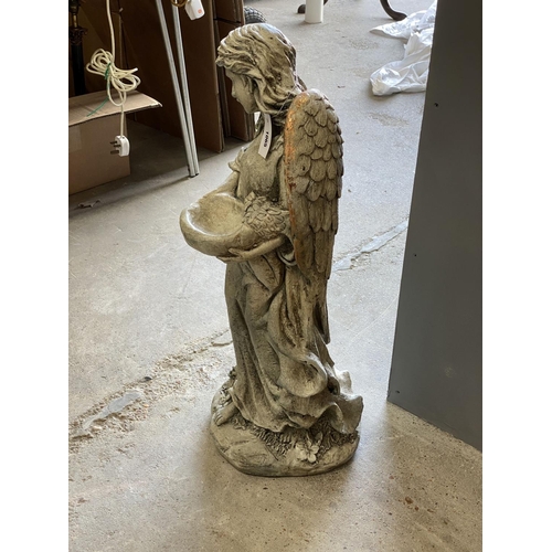 1065 - A fibre clay parcel gilt  'Angel' garden birdbath, height 79cm