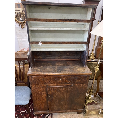 1069 - A 19th century and later continental painted pine small dresser, width 90cm, depth 43cm, height 177c... 