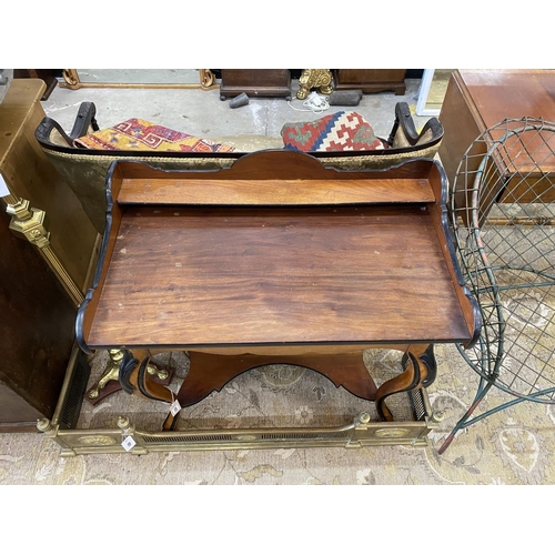 1072 - A 19th century Continental part ebonised walnut wash stand, width 84cm, depth 47cm, height 90cm... 