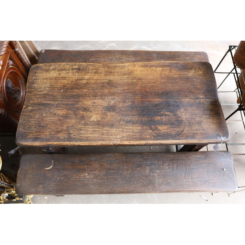 1124 - A 17th century style rectangular Gothic oak New England table, width 127cm, depth 59cm, height 77cm... 