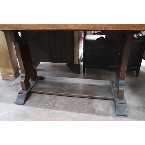 1133 - A rectangular oak cleated planked top refectory dining table, length 165cm, depth 91cm, height 76cm... 