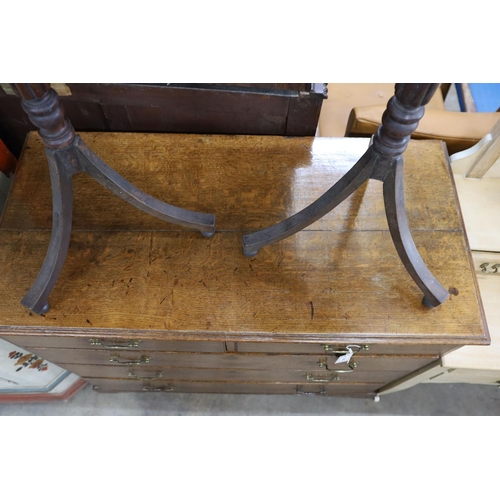 1160 - A George III provincial oak chest of two short and three long drawers, width 108cm, depth 52cm, heig... 