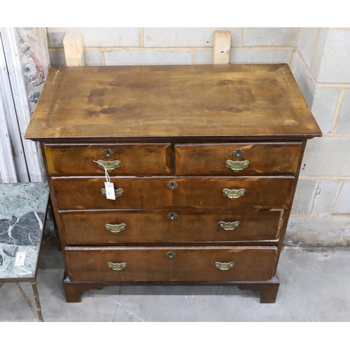 1163 - An 18th century and later banded walnut chest of drawers, width 99cm, depth 52cm, height 94cm... 