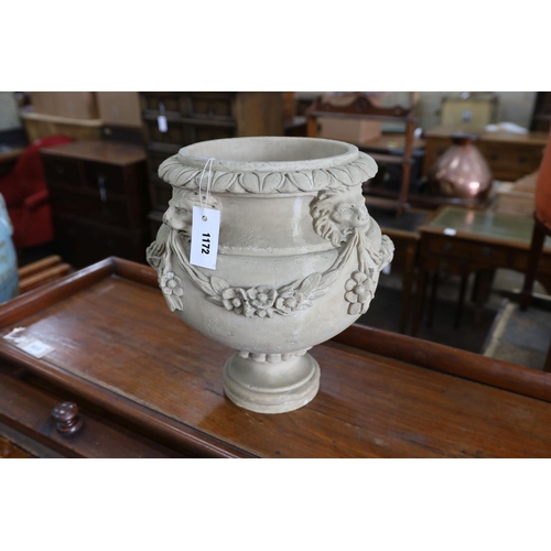 1172 - A resin garden planter, diameter 36cm, height 38cm