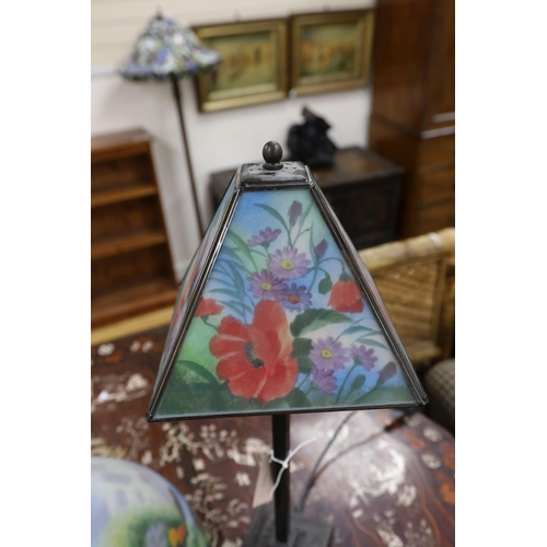 1221 - A Tiffany style fish lamp, height 24cm together with one other and a glass shade