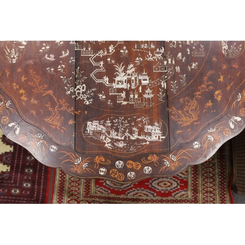 1222 - A Chinese carved hardwood circular inlaid centre table, diameter 122cm, height 87cm