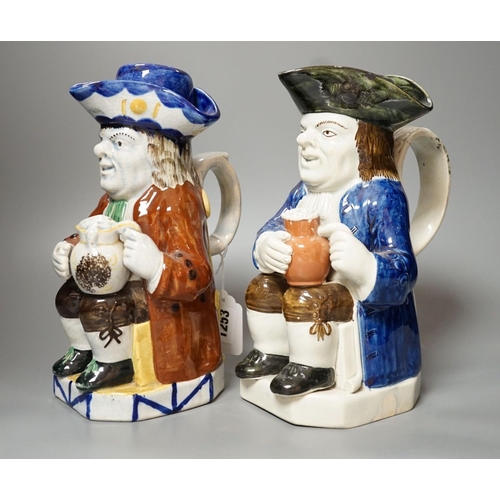 1253 - Two Ralph Wood reproduction Toby jugs with fitted covers - 26cm high