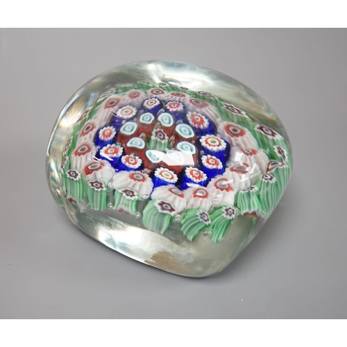 1265 - An unusual rectangular millefiori glass paperweight, probably Murano9.4cm