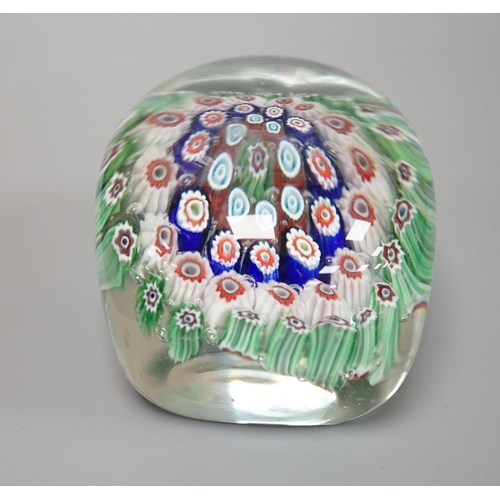 1265 - An unusual rectangular millefiori glass paperweight, probably Murano9.4cm