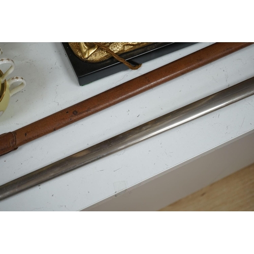 1282 - An Edward VII officers dress sword with leather case - 102cm long