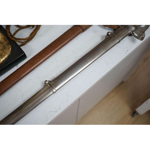 1282 - An Edward VII officers dress sword with leather case - 102cm long