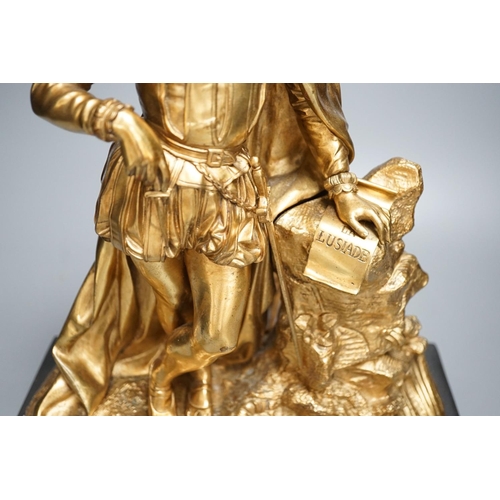 1283 - An ormolu figural lamp base depicting Luis de Camões - 51cm high