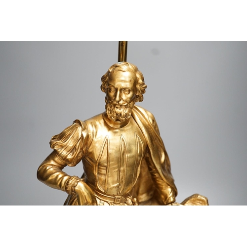 1283 - An ormolu figural lamp base depicting Luis de Camões - 51cm high