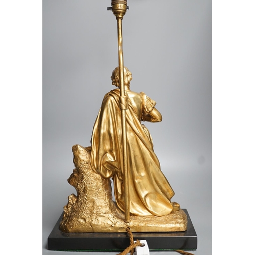 1283 - An ormolu figural lamp base depicting Luis de Camões - 51cm high