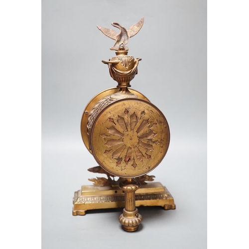 1288 - An early 20th century Empire style brass clock 32cm