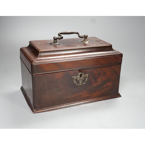 1290 - A Georgian mahogany tea caddy (feet missing) - 16cm high