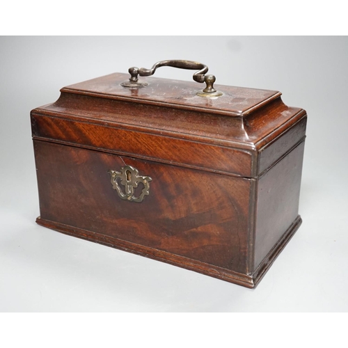 1290 - A Georgian mahogany tea caddy (feet missing) - 16cm high