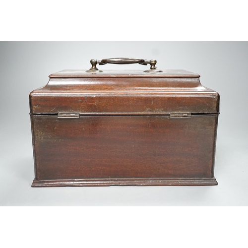 1290 - A Georgian mahogany tea caddy (feet missing) - 16cm high