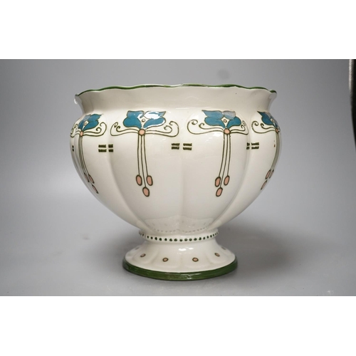 1296 - A Wood and Sons Art Nouveau Elers ware jardiniere, designed by Frederick Rhead, 21cm high... 