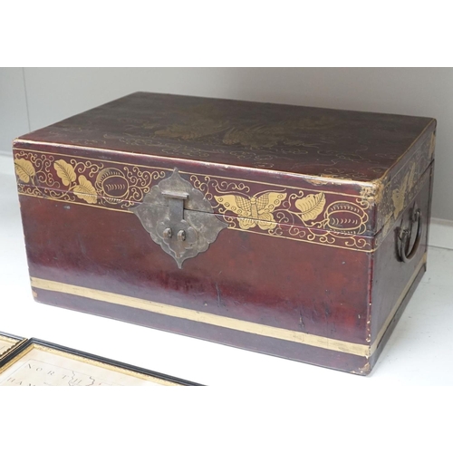 1313 - A Chinese gilt lacquered box - 25cm high